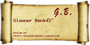Glasner Benkő névjegykártya